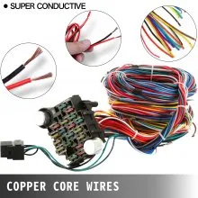 VEVOR Kit de arnés de cableado de 21 circuitos Arnés de cableado de cables largos Kit de arnés de cableado de 21 colores estándar con 21 circuitos 17 fusibles para Chevy Mopar Hotrods Ford Chrysler Universal