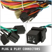 VEVOR Kit de arnés de cableado de 21 circuitos Arnés de cableado de cables largos Kit de arnés de cableado de 21 colores estándar con 21 circuitos 17 fusibles para Chevy Mopar Hotrods Ford Chrysler Universal
