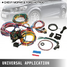 VEVOR Kit de arnés de cableado de 21 circuitos Arnés de cableado de cables largos Kit de arnés de cableado de 21 colores estándar con 21 circuitos 17 fusibles para Chevy Mopar Hotrods Ford Chrysler Universal