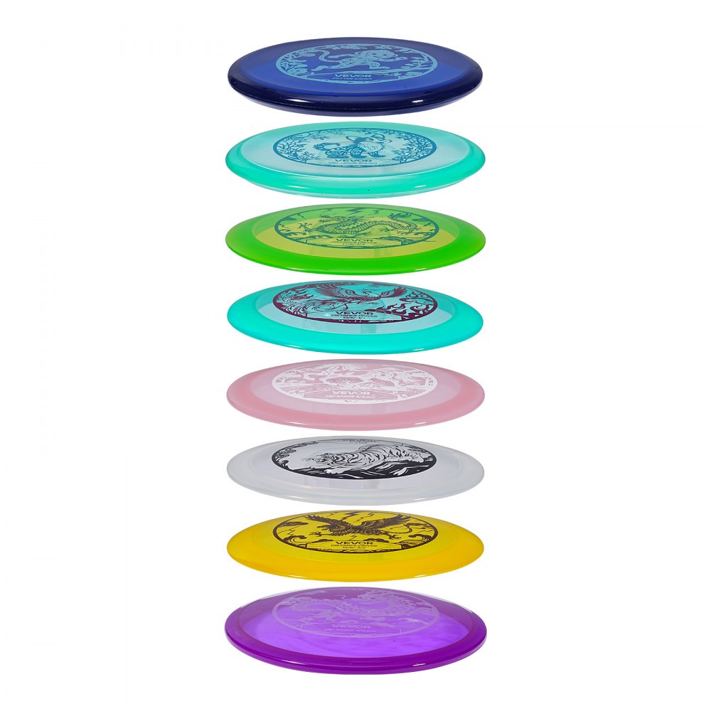 VEVOR Disc Golf Set, 8 Pack Disc Golf Starter Set, Beginners Flying Discs for Full-Body Strength Training, with Putter, Mid-Range, Driver, for Outdoor Backyard, Lawn, Beach, and Park