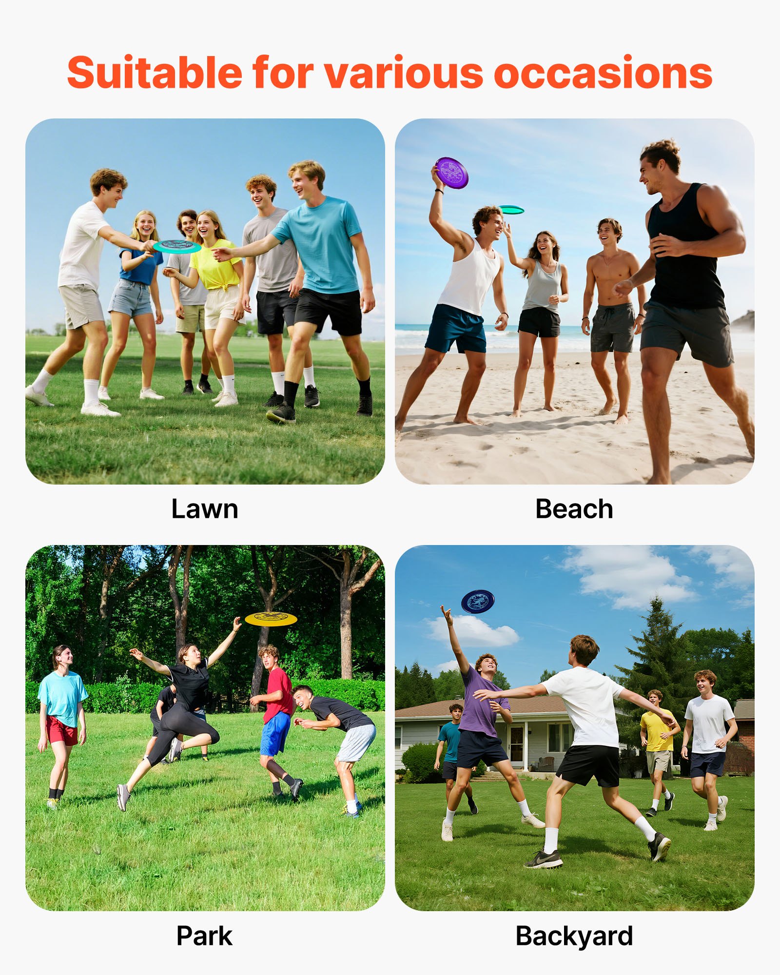 VEVOR Disc Golf Set, 8 Pack Disc Golf Starter Set, Beginners Flying Discs for Full-Body Strength Training, with Putter, Mid-Range, Driver, for Outdoor Backyard, Lawn, Beach, and Park