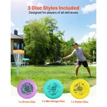 VEVOR Disc Golf Set with Putter Mid-Range and Driver Discs 3 Pack for Beginners