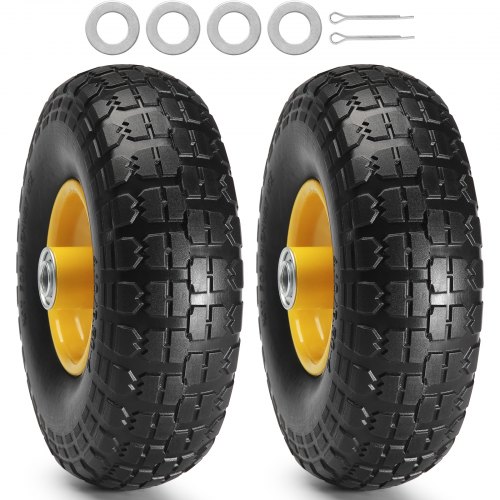 VEVOR Solid PU Run-Flat Tire Wheel Flat Free Tubeless Tire 10" 2-Pack 400 lbs