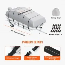 VEVOR Pontoon Boat Cover, 19'-20' Waterproof Trailerable Pontoon Cover, 800D Marine Grade PU Oxford Fabric, with Motor Cover, 16 Windproof Buckle Straps, Fits for 19'-20'L, Beam Width to 96", Grey