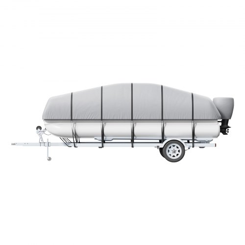 VEVOR 16-18.5 Ft Trailerable Boat Cover – 600D Waterproof, UV Resistant, With Motor Cover & Straps For V-Hull, Bass Boats