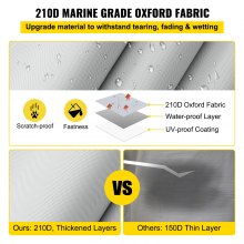 VEVOR Pontoon Boat Cover, Fit for 21'-24' Boat, Heavy Duty 600D Marine Grade Oxford Fabric, UV Resistant Waterproof Trailerable Boat Cover w/ 7 Wind-Proof Straps, Gray
