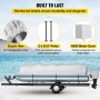 VEVOR Pontoon Boat Cover, Fit for 25'-28' Boat, Heavy Duty 600D Marine Grade Oxford Fabric, UV Resistant Waterproof Trailerable Boat Cover w/ 2 Support Poles and 7 Wind-Proof Straps, Gray