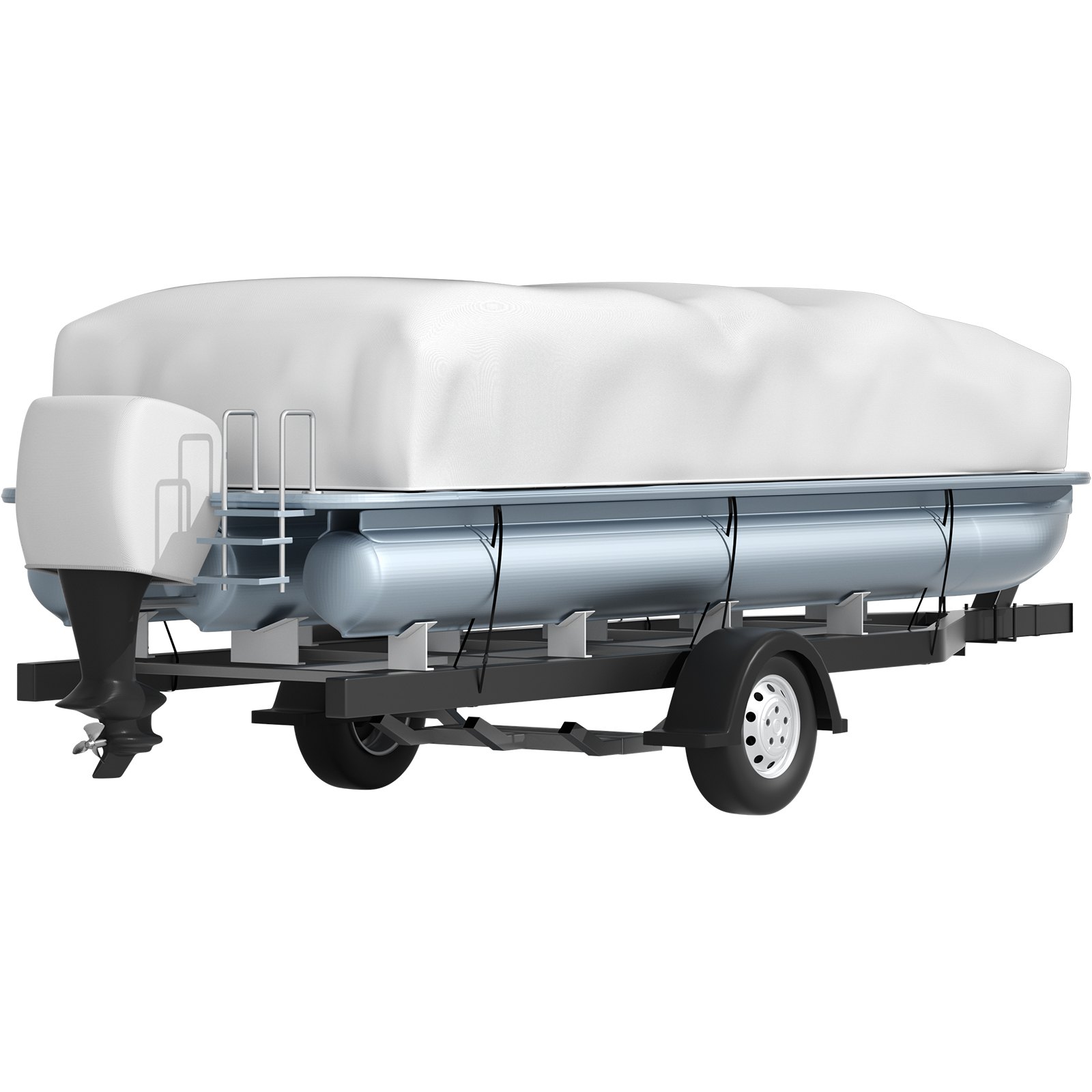 VEVOR Pontoon Boat Cover, Fit for 25\'-28\' Boat, Heavy Duty 600D Marine Grade Oxford Fabric, UV Resistant Waterproof Trailerable Boat Cover with 2 Support Poles and 7 Wind-Proof Straps, Gray