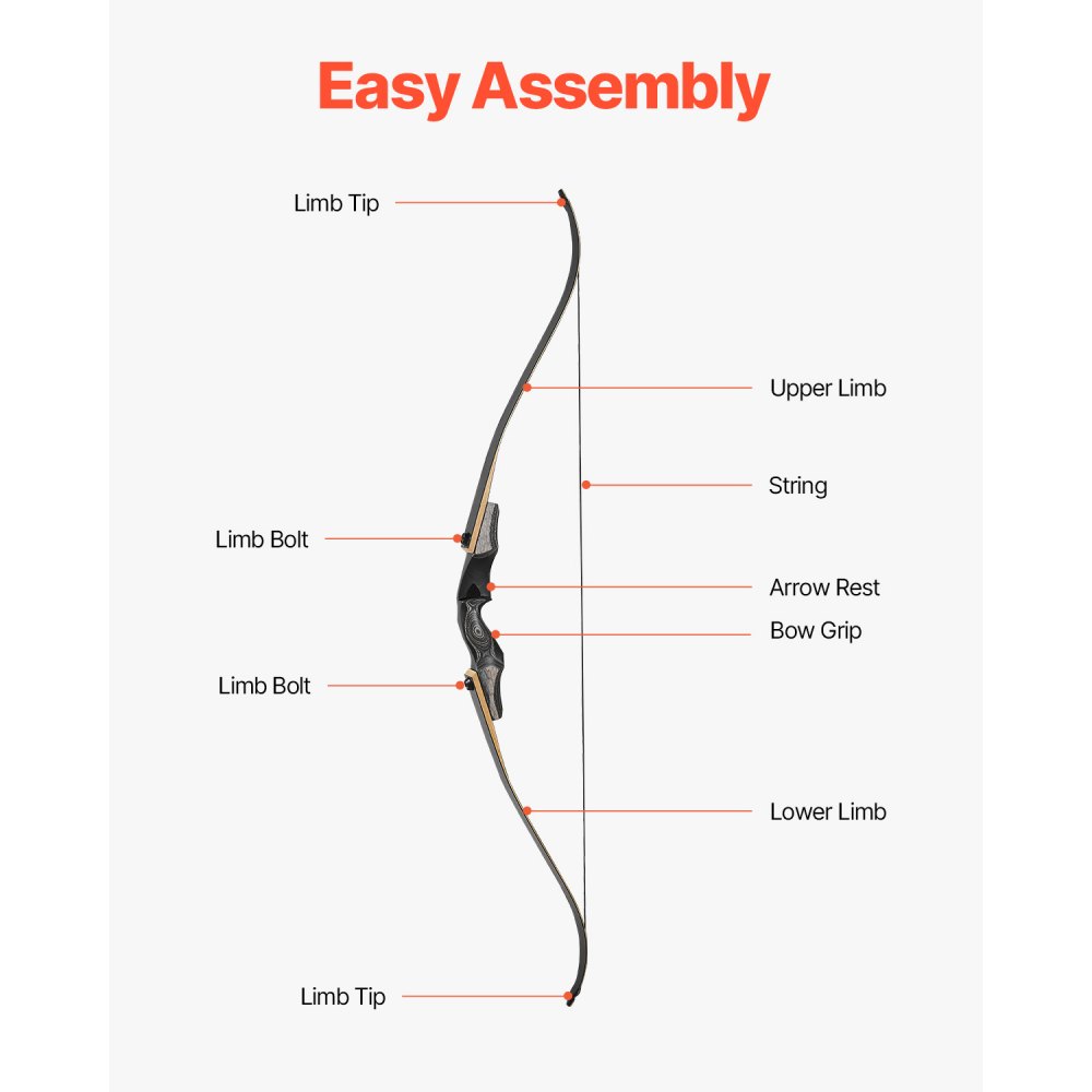 VEVOR Recurve Bow and Arrows Kit, 60 inch Wooden Takedown Bows, Right Handed Ergonomic Archery Recurve Bow Package, Longbow for Outdoor Target Training Practice Hunting, Beginners to Advanced, 30 lbs