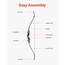 60in Takedown Recurve Bow Wooden Bow Arrow Kit Right Hand Hunting Practice 30lbs