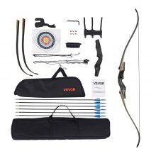 60in Takedown Recurve Bow Wooden Bow Arrow Kit Right Hand Hunting Practice 30lbs