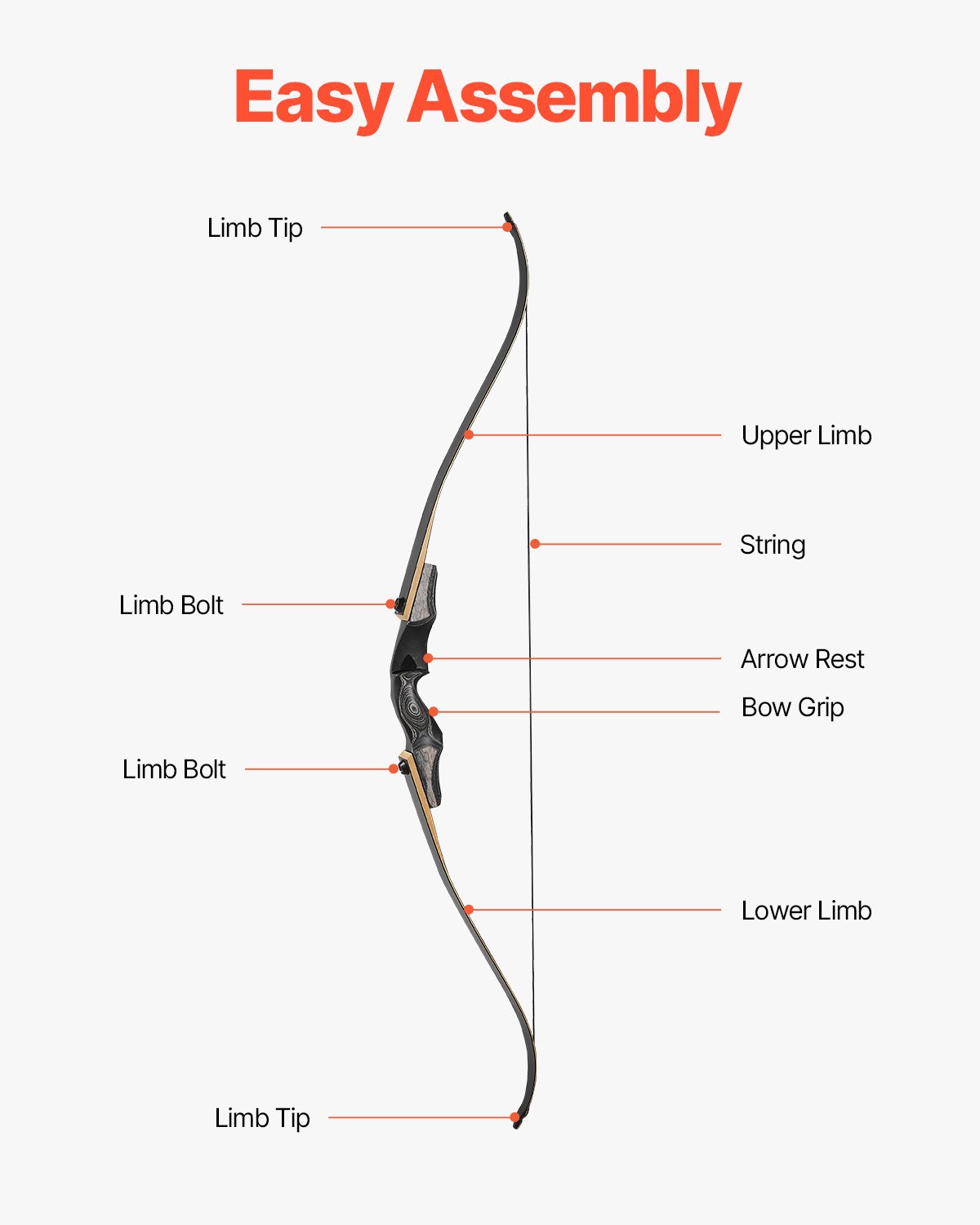 VEVOR Recurve Bow and Arrows Kit, 60 inch Wooden Takedown Bows, Right Handed Ergonomic Archery Recurve Bow Package, Longbow for Outdoor Target Training Practice Hunting, Beginners to Advanced, 30 lbs