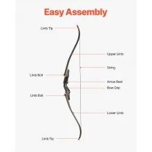 VEVOR 60in Takedown Recurve Bow Wooden Bow Arrows Kit Hunting Practice 35 lbs