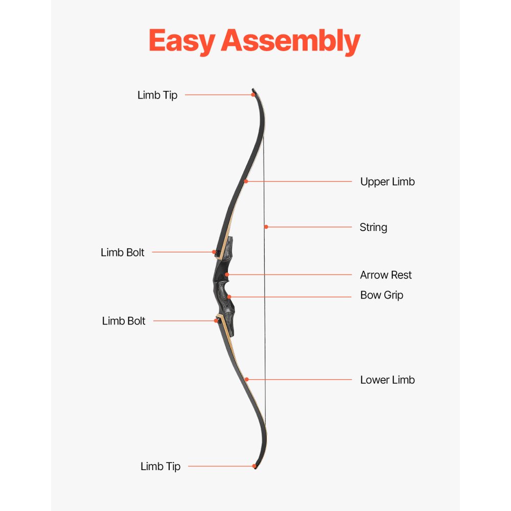 VEVOR Recurve Bow and Arrows Kit, 60 inch Wooden Takedown Bows, Right Handed Ergonomic Archery Recurve Bow Package, Longbow for Outdoor Target Training Practice Hunting, Beginners to Advanced, 50 lbs