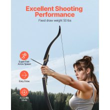 60in Takedown Recurve Bow Wooden Bow Arrow Kit Right Hand Hunting Practice 50lbs