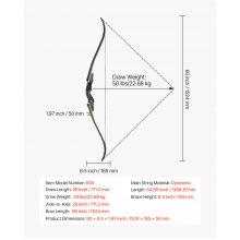 60in Takedown Recurve Bow Wooden Bow Arrow Kit Right Hand Hunting Practice 50lbs