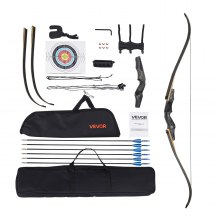 60in Takedown Recurve Bow Wooden Bow Arrow Kit Right Hand Hunting Practice 50lbs