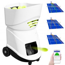 VEVOR Portable Tennis Ball Machine—APP Control Count—5 Out Modes—29 Out Lines—Custom 1-20 Point—Adjust 20-140 km per h—40 Pounds—Lasting 6-8 Hours—150-Ball Capacity