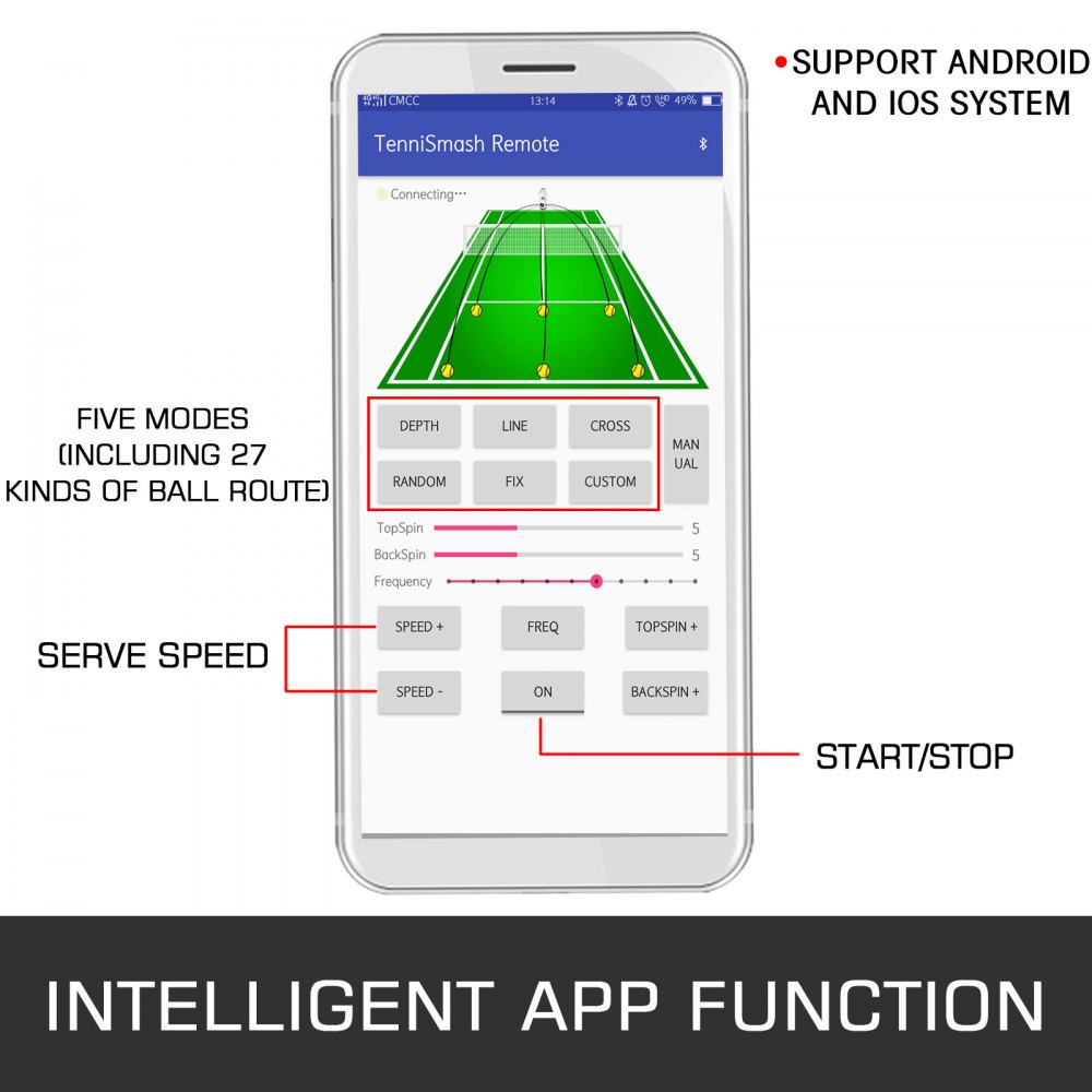 VEVOR Tennis Ball Launcher ABS Portable Tennis Ball Machine Automatic Tennis Ball Launcher for Beginner Professionals (TS08) Tennis Ball Machine with Phone Remote Support Android and iOS System