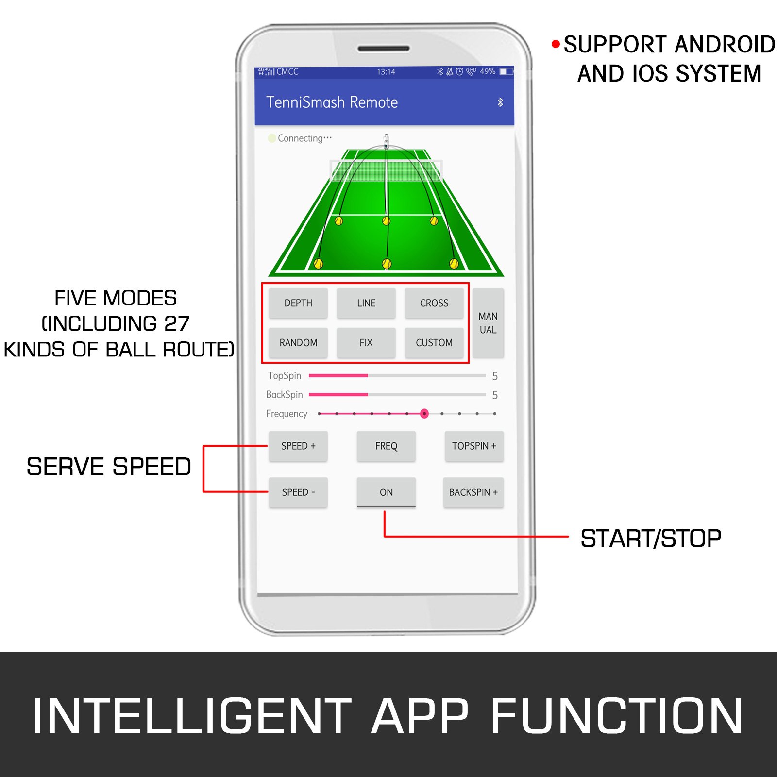 VEVOR Tennis Ball Launcher ABS Portable Tennis Ball Machine Automatic Tennis Ball Launcher for Beginner Professionals (TS08) Tennis Ball Machine with Phone Remote Support Android and iOS System
