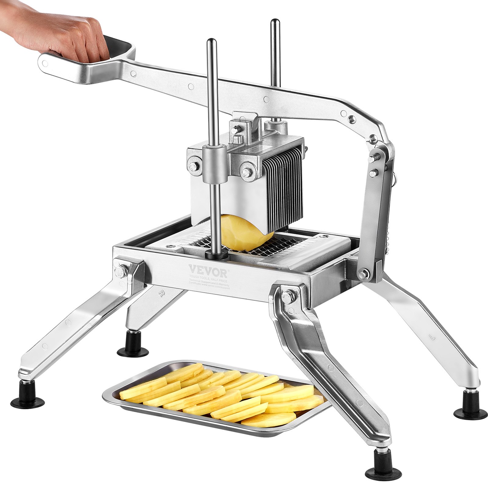 VEVOR Commercial Vegetable Slicer, 1/4 and 1/2 inch Tomato Slicer, Stainless Steel and Aluminum Alloy Vegetable Cutter Slicer, Manual Tomato Slicer with Non-slip Feet, for Tomatoes, Onions, Potatoes