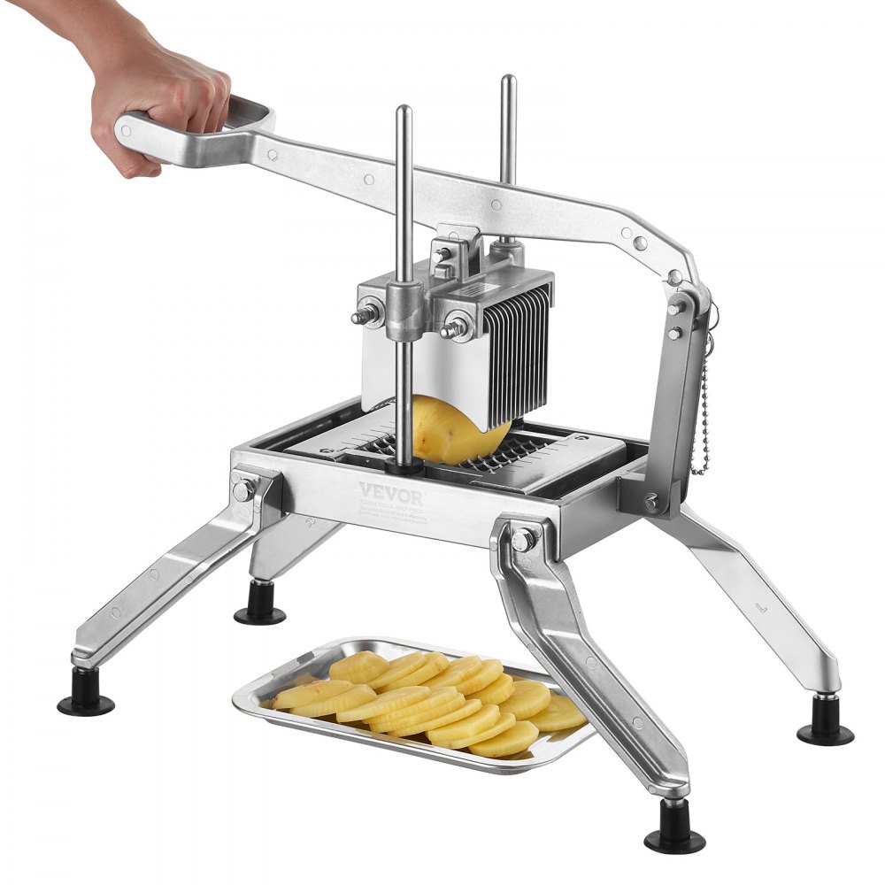 VEVOR Commercial Vegetable Slicer, 3/8 and 3/16 inch Tomato Slicer, Stainless Steel and Aluminum Alloy Vegetable Cutter Slicer, Manual Tomato Slicer with Non-slip Feet, for Tomatoes, Onions, Potatoes