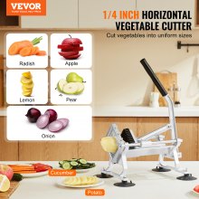 Tăiător comercial de legume VEVOR, feliător de fructe de 1/4 inch, mașină de tăiat legume din oțel inoxidabil și aliaj de aluminiu, feliător manual cu picioare anti-alunecare, pentru ridichi, ceapă, cartofi, lămâi
