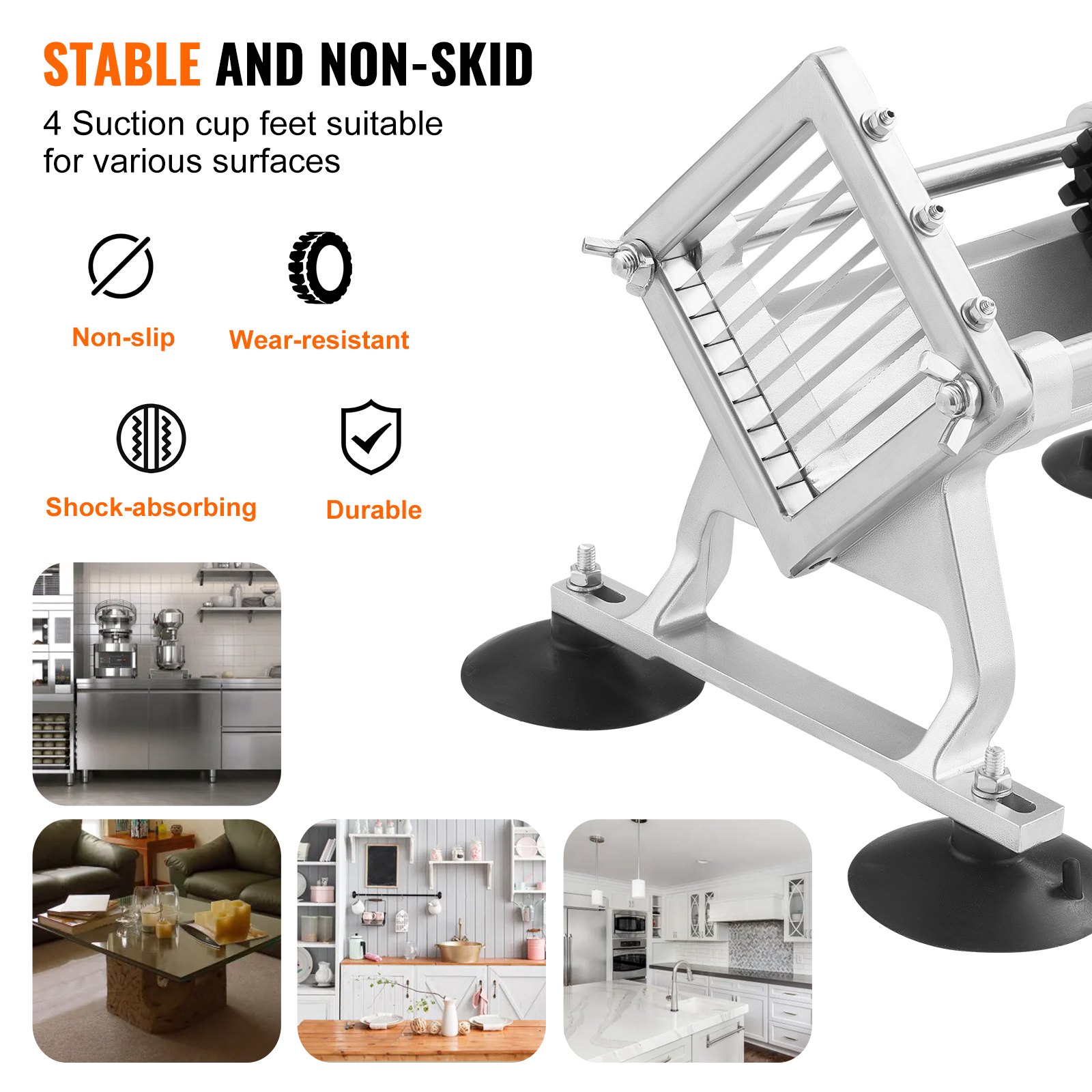 VEVOR Commercial Vegetable Slicer, 3/8 inch Fruit Slicer, Stainless Steel and Aluminum Alloy Vegetable Cutter Slicer Machine, Manual Slicer with Non-slip Feet, for Radishes, Onions, Potatoes, Lemons