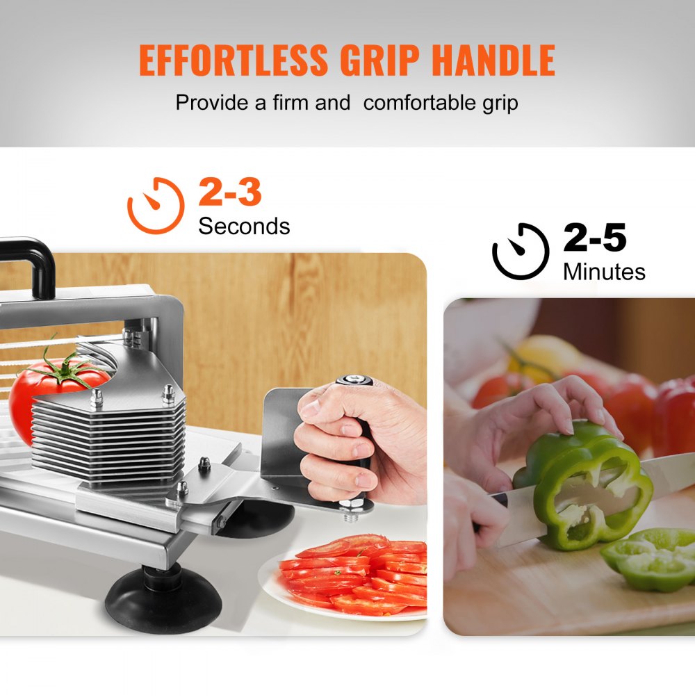 VEVOR Commercial Tomato Slicer, 3/8 inch Tomato Cutter Slicer, Stainless Steel Heavy Duty Tomato Slicer Machine, Manual Tomato Slicer with Non-slip Feet, for Cutting Tomatoes, Cucumbers, Bananas