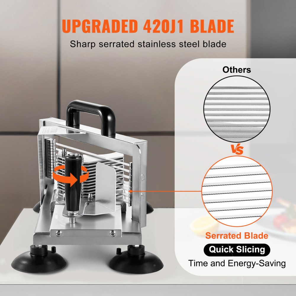 VEVOR Commercial Tomato Slicer, 3/8 inch Tomato Cutter Slicer, Stainless Steel Heavy Duty Tomato Slicer Machine, Manual Tomato Slicer with Non-slip Feet, for Cutting Tomatoes, Cucumbers, Bananas