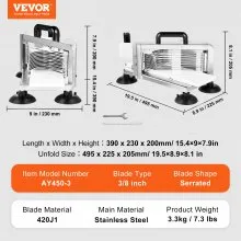 VEVOR Commercial Tomato Slicer, 3/8 inch Tomato Cutter Slicer, Stainless Steel Heavy Duty Tomato Slicer Machine, Manual Tomato Slicer with Non-slip Feet, for Cutting Tomatoes, Cucumbers, Bananas