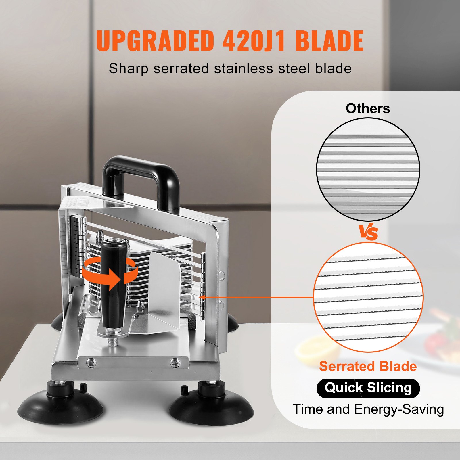 VEVOR Commercial Tomato Slicer, 3/8 inch Tomato Cutter Slicer, Stainless Steel Heavy Duty Tomato Slicer Machine, Manual Tomato Slicer with Non-slip Feet, for Cutting Tomatoes, Cucumbers, Bananas