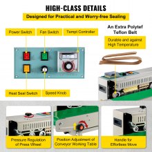 VEVOR Continuous Sealing Machine FR-900 Auto Sealing Sealer Machine Horizontal Sealing Sealer for PVC Membrane Bag Film (FR900)