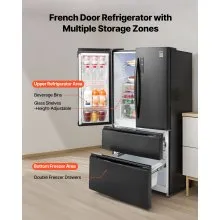 VEVOR French Door Refrigerator 18.9 Cu. Ft. Kitchen Fridge with LED Display