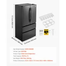 VEVOR French Door Refrigerator 18.9 Cu. Ft. Kitchen Fridge with LED Display