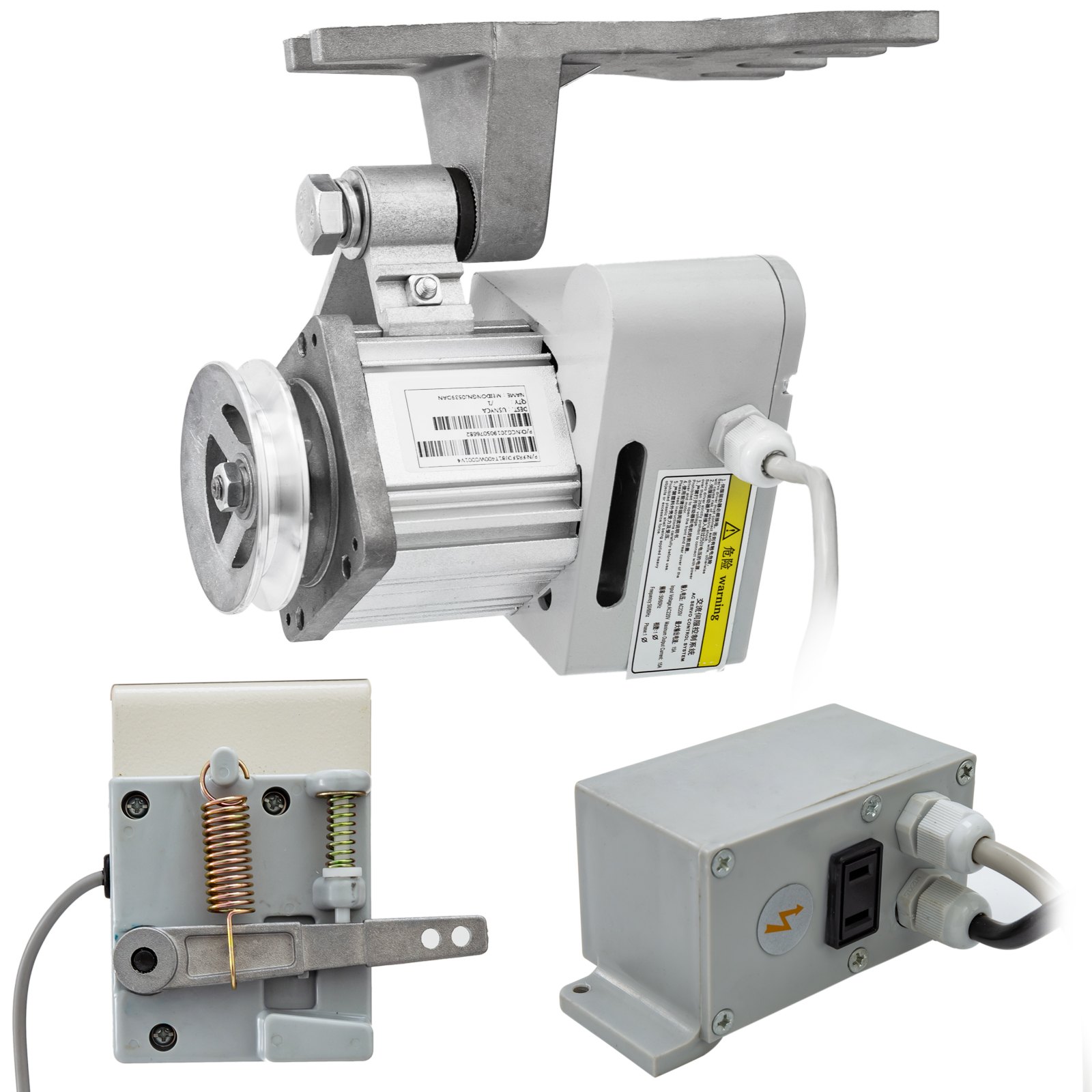 VEVOR 220V 400W Sewing Machine Servo Motor Max Speed 4500RPM Energy Saving Mute Tie Bar Brushless Servo Motor with Needle Positioner for Industrial Sewing Machine