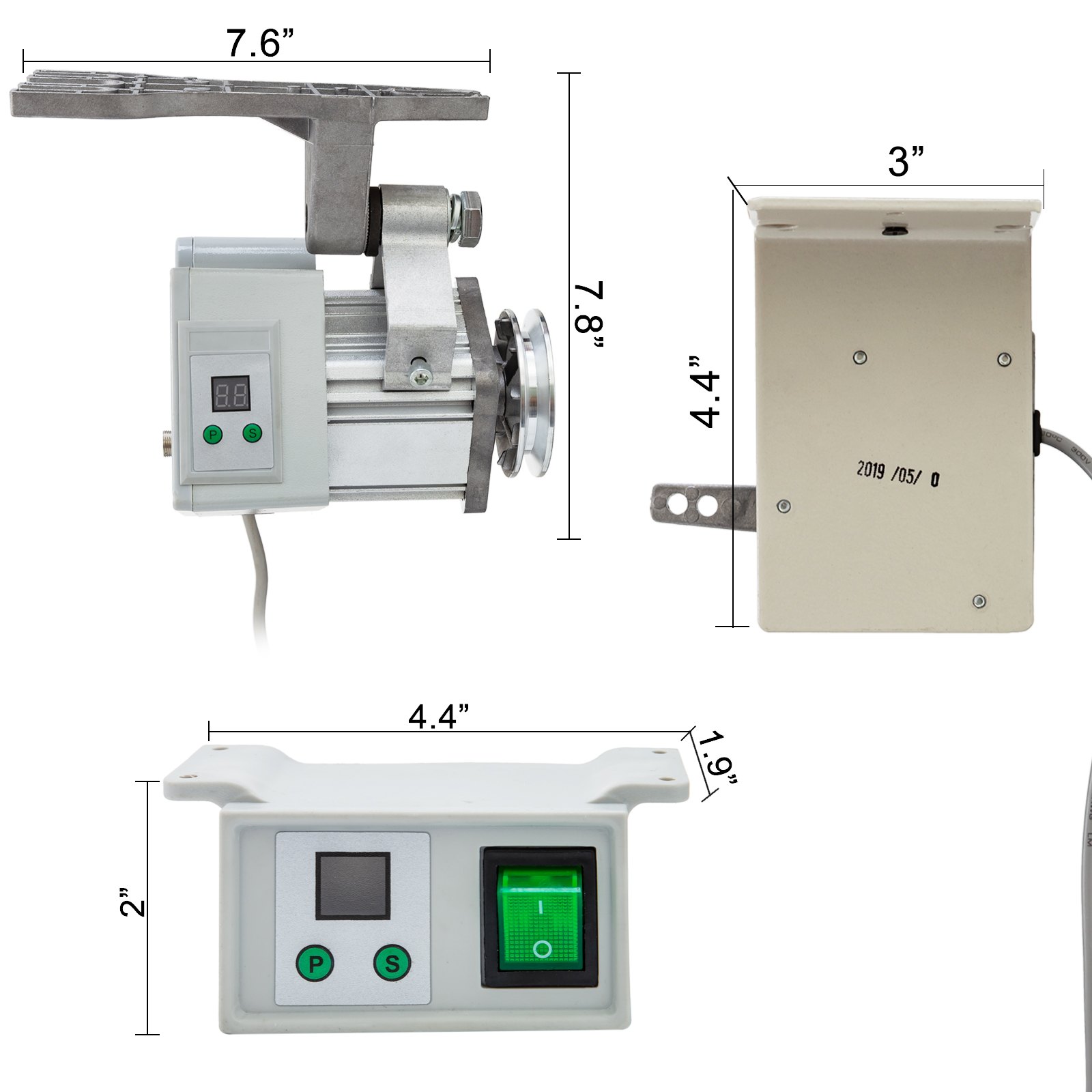 VEVOR 220V 400W Sewing Machine Servo Motor Max Speed 4500RPM Energy Saving Mute Tie Bar Brushless Servo Motor with Needle Positioner for Industrial Sewing Machine