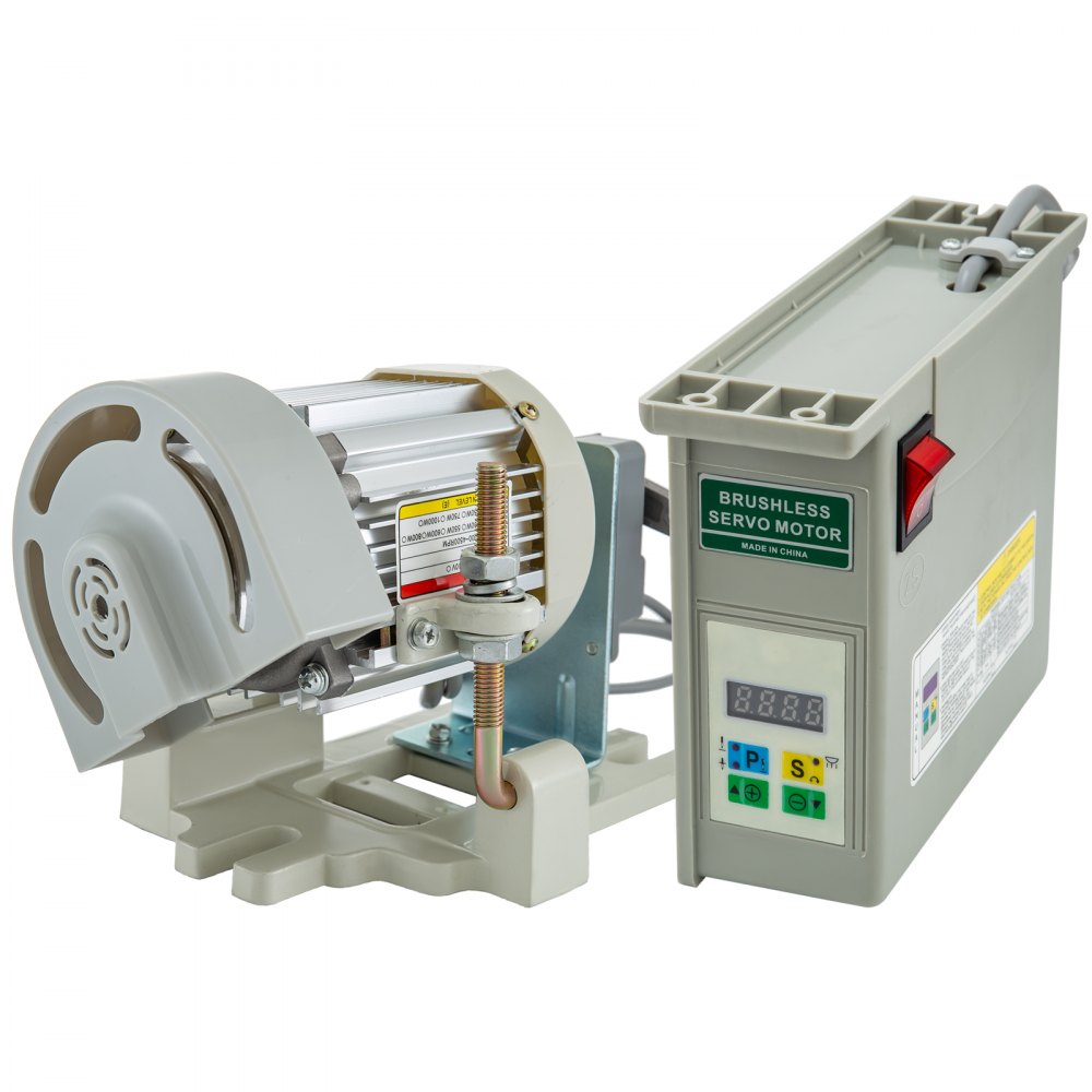 VEVOR 220V 800W Sewing Machine Servo Motor Max Speed 300RPM to 4500RPM Energy Saving Mute Tie Bar Brushless Servo Motor with Needle Positioner for Industrial Sewing Machine