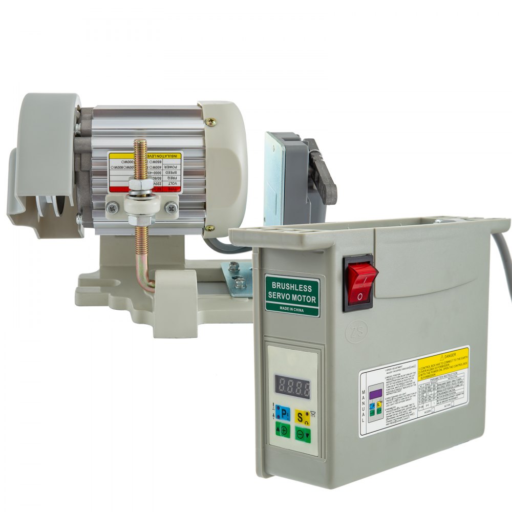 VEVOR 220V 800W Sewing Machine Servo Motor Max Speed 300RPM to 4500RPM Energy Saving Mute Tie Bar Brushless Servo Motor with Needle Positioner for Industrial Sewing Machine