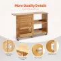 VEVOR Folding Sewing Table, Multipurpose Sewing Machine Table with Compact Design, Wheels, Shelves, Storage Trays, Wooden Pegs, and Magnetic Doors, Sewing Desk Cabinet for Sewing Machine, Wood Color