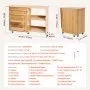 VEVOR Folding Sewing Table, Multipurpose Sewing Machine Table with Compact Design, Wheels, Shelves, Storage Trays, Wooden Pegs, and Magnetic Doors, Sewing Desk Cabinet for Sewing Machine, Wood Color
