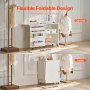 VEVOR Folding Sewing Table with Lockable Wheels Storage Shelves Trays Door White