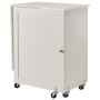 Mesa de costura dobrável VEVOR, mesa de máquina de costura multifuncional com design compacto, rodas, prateleiras, bandejas de armazenamento, pinos de madeira e portas magnéticas, armário de mesa de costura para máquina de costura, branco