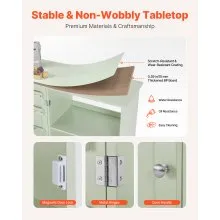 VEVOR Folding Sewing Table, Multipurpose Sewing Machine Table with Compact Design, Wheels, Wooden Pegs, Storage Trays and Shelf, Magnetic Door Lock, Craft Station and Side Desk for Home, Light Green