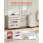 VEVOR Folding Sewing Table, Multipurpose Sewing Machine Table with Cabinet, Compact Design, Wheels, Wooden Pegs, Storage Trays and Shelf, Magnetic Door, Craft Station and Side Desk for Home, White