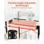 Šicí stůl VEVOR, víceúčelový stůl na šicí stroj se skládací boční policí, nastavitelná police, ocelové nohy, počítačový stůl pro domácnost, módní studio, umělecké studio, vzdělávací instituci, bílý