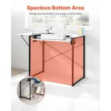 VEVOR Sewing Table, Multipurpose Sewing Machine Table with Foldable Side Shelf, Adjustable Shelf, Steel Legs, Computer Desk for Home, Fashion Studio, Art Studio, Educational Institution, White