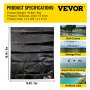 VEVOR Pond Liner, 13x20 ft, 20 Mil Pond Liners for Outdoor Ponds, HDPE Pond Underlayment for Fountain, Small Pond, Fishpond, Waterfall, Water Garden, Black