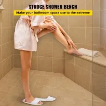 VEVOR Tile Shower Seat, 22.4" x 16" x 20" Ready To Tile Shower Seat, Factory Waterproof & 100% Leak Proof Tileable Shower Corner Seat, 440 lbs Load-bearing Triangular Board Shower Bench
