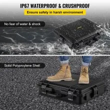 VEVOR Waterproof Hard Case, 20 x 16 x 5 Inches, with Customizable Foam, Portable Protective Hard Camera Case, Shockproof for Laptop, Pistol, Camera, and More, Black